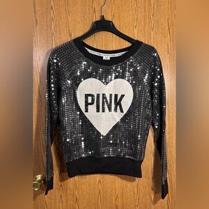 RARE PINK Clear All Over Sequin Crewneck Sweatshirt